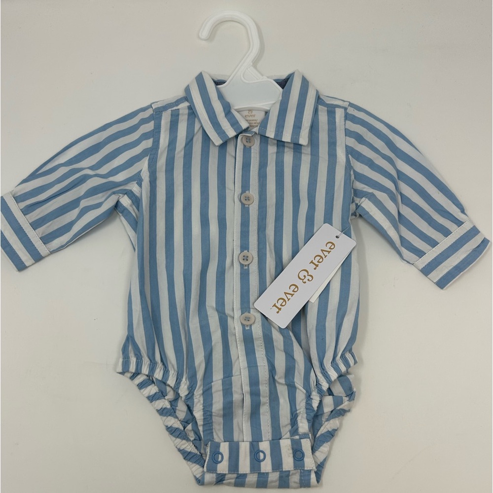NWT Ever & ever Newborn Baby Tailored Button Long Sleeve Onesie